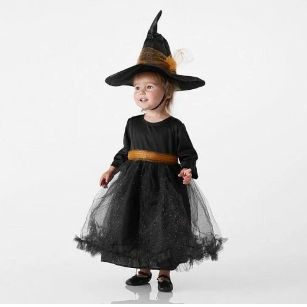 Pottery Barn Kids Black Orange Witch Costume Tulle Dress Girl’s Size 12-24 Month